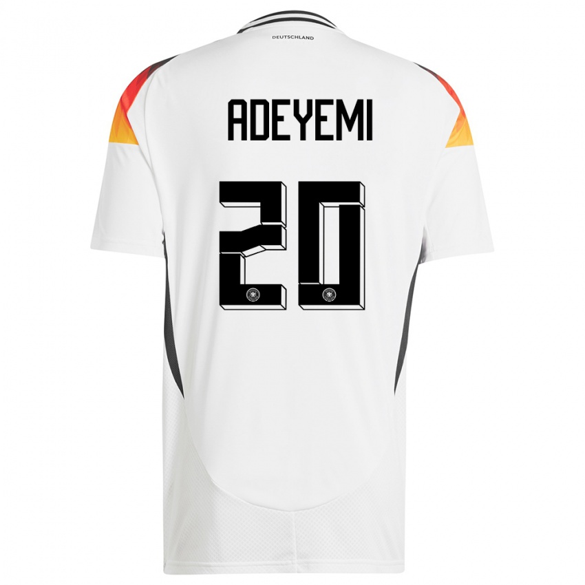 Homme Maillot Allemagne Karim Adeyemi #20 Blanc Tenues Domicile 24-26 T-Shirt Suisse