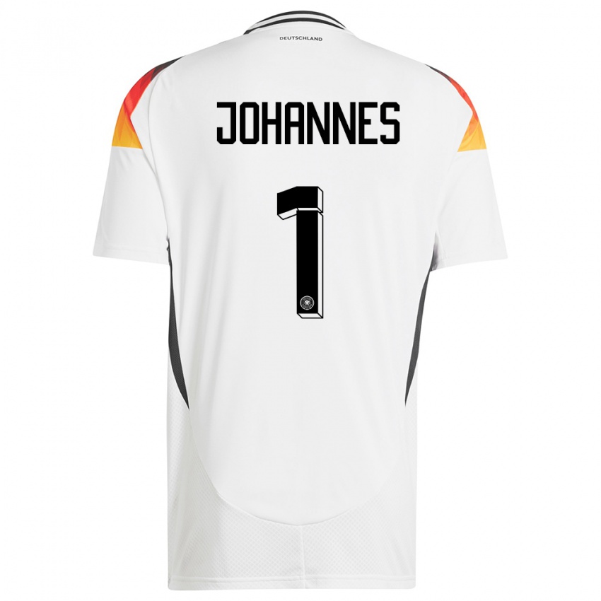 Homme Maillot Allemagne Stina Johannes #1 Blanc Tenues Domicile 24-26 T-Shirt Suisse