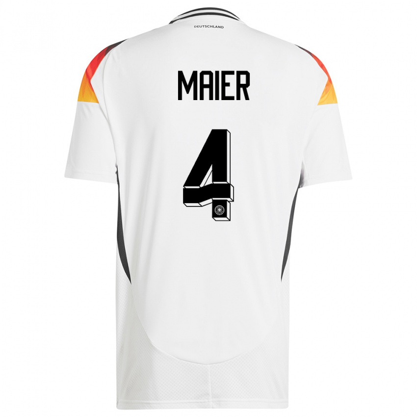 Homme Maillot Allemagne Leonie Maier #4 Blanc Tenues Domicile 24-26 T-Shirt Suisse