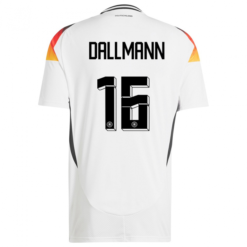Homme Maillot Allemagne Linda Dallmann #16 Blanc Tenues Domicile 24-26 T-Shirt Suisse