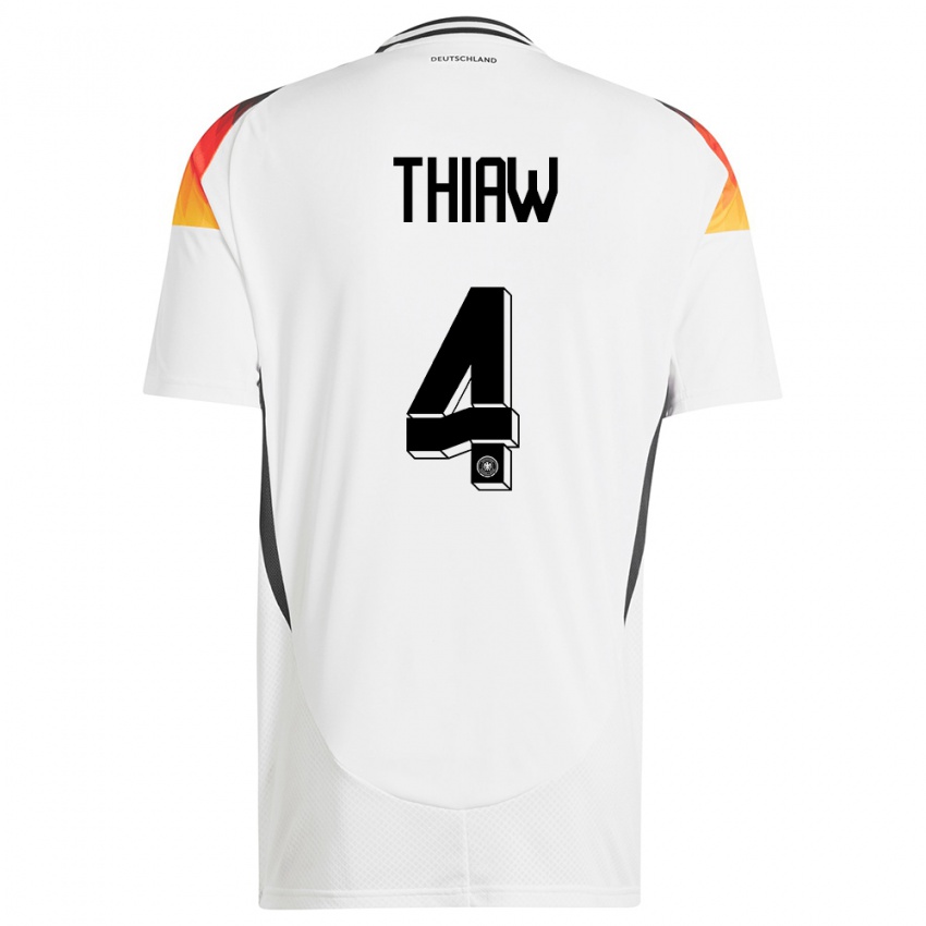 Homme Maillot Allemagne Malick Thiaw #4 Blanc Tenues Domicile 24-26 T-Shirt Suisse