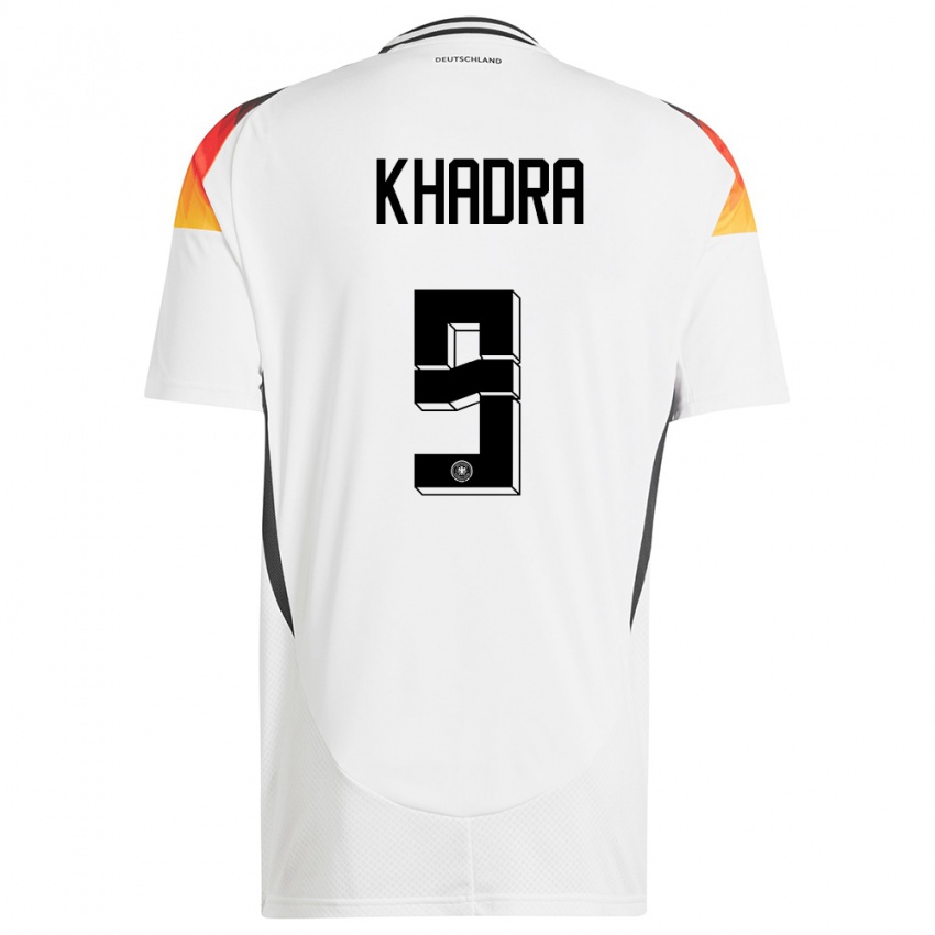 Homme Maillot Allemagne Reda Khadra #9 Blanc Tenues Domicile 24-26 T-Shirt Suisse