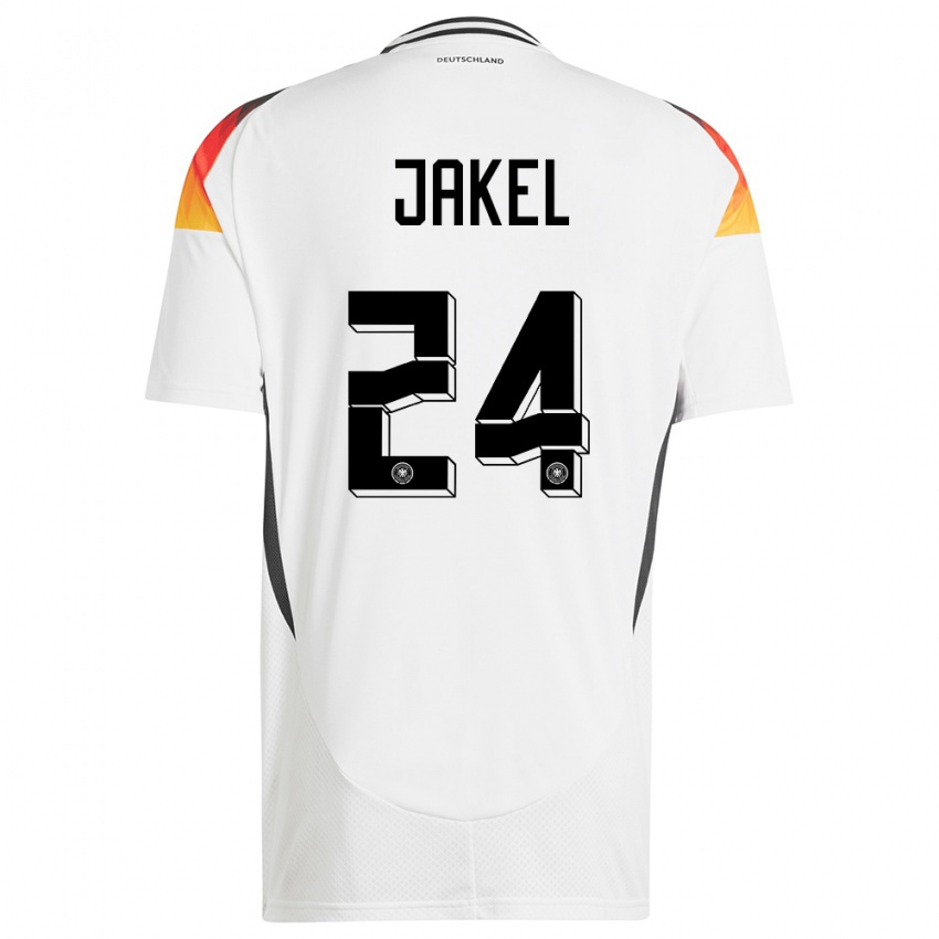 Homme Maillot Allemagne Frederik Jakel #24 Blanc Tenues Domicile 24-26 T-Shirt Suisse