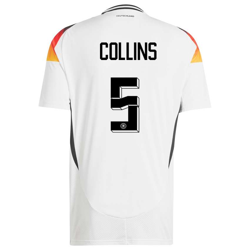 Homme Maillot Allemagne Nnamdi Collins #5 Blanc Tenues Domicile 24-26 T-Shirt Suisse