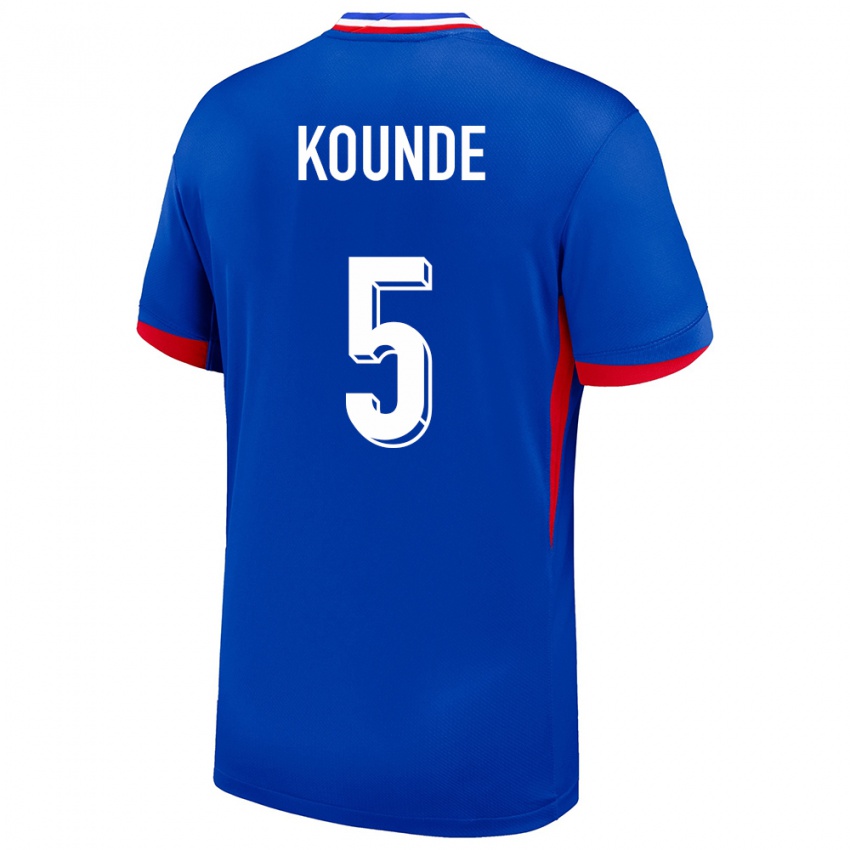 Herren Frankreich Jules Kounde #5 Blau Heimtrikot Trikot 24-26 T-Shirt Schweiz