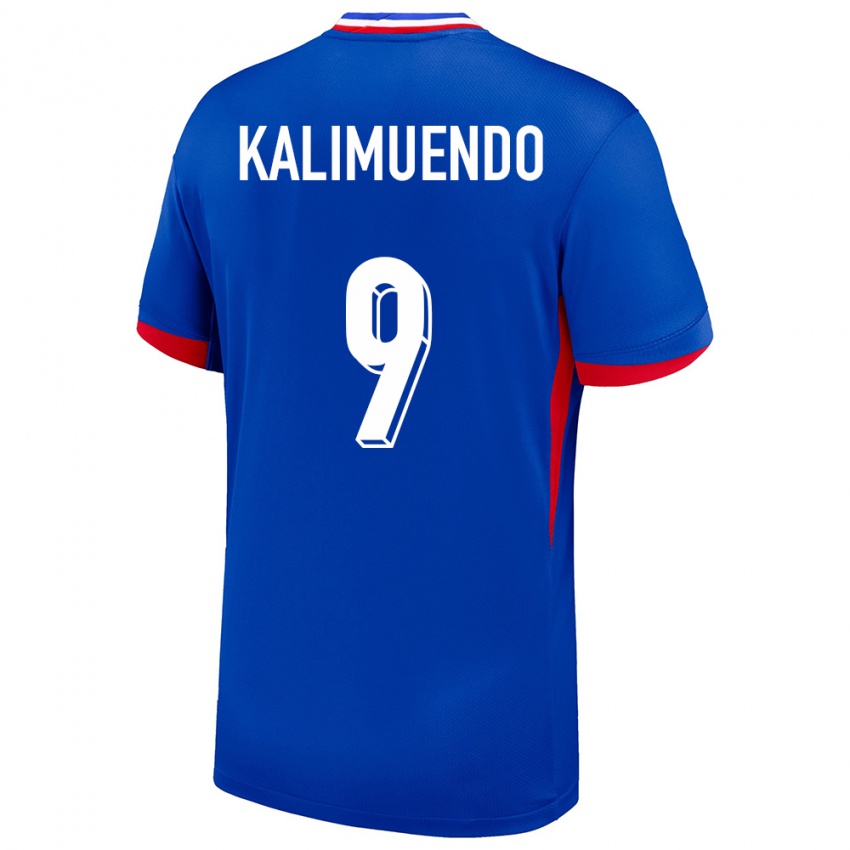 Homme Maillot France Arnaud Kalimuendo #9 Bleu Tenues Domicile 24-26 T-Shirt Suisse