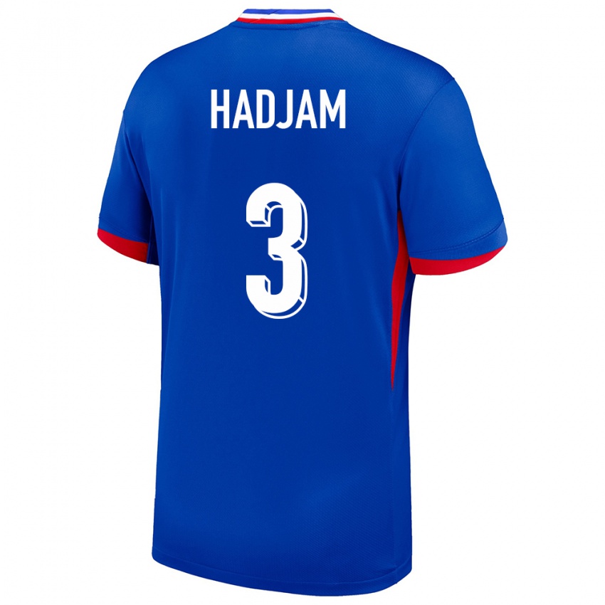 Homme Maillot France Jaouen Hadjam #3 Bleu Tenues Domicile 24-26 T-Shirt Suisse