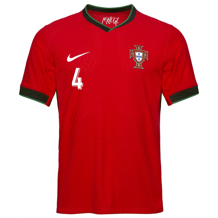 Herren Portugal Ricardo Ribeiro #4 Rot Heimtrikot Trikot 24-26 T-Shirt Schweiz