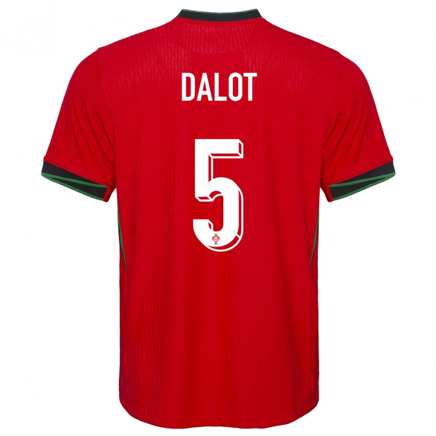 Homme Maillot Portugal Diogo Dalot #5 Rouge Tenues Domicile 24-26 T-Shirt Suisse