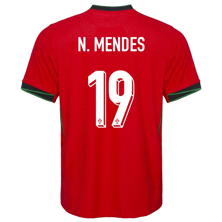 Homme Maillot Portugal Nuno Mendes #19 Rouge Tenues Domicile 24-26 T-Shirt Suisse