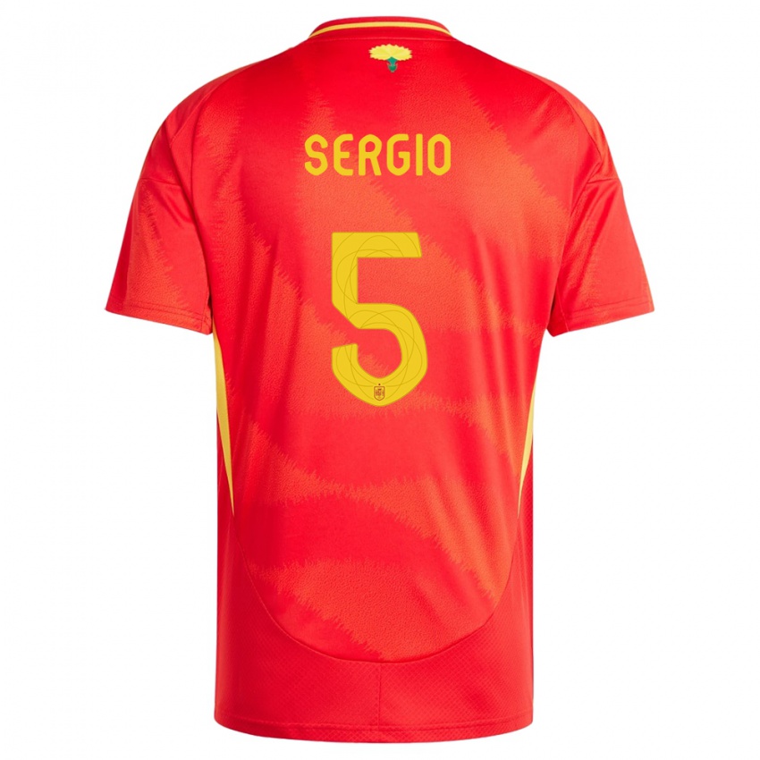 Herren Spanien Sergio Busquets #5 Rot Heimtrikot Trikot 24-26 T-Shirt Schweiz