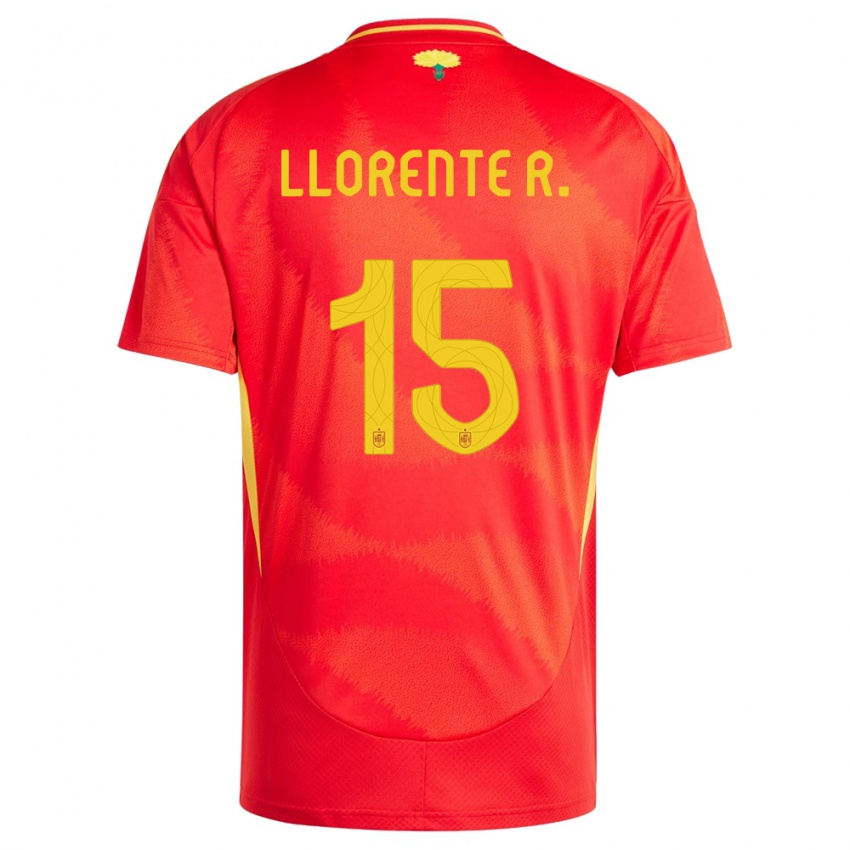 Herren Spanien Diego Llorente #15 Rot Heimtrikot Trikot 24-26 T-Shirt Schweiz