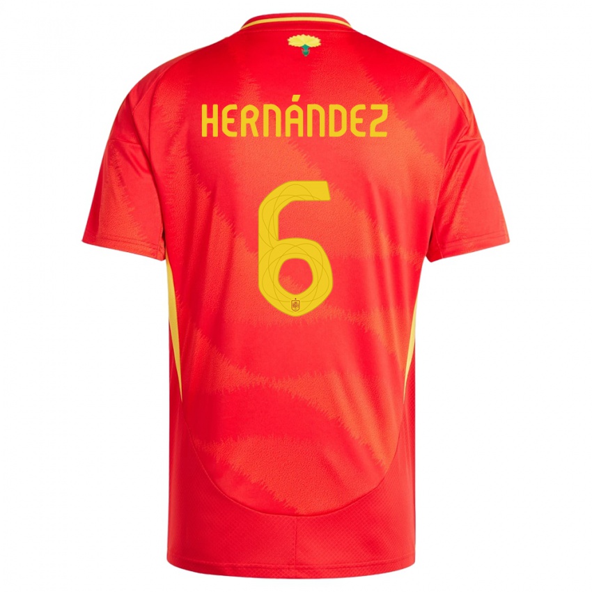 Herren Spanien Gerard Hernandez #6 Rot Heimtrikot Trikot 24-26 T-Shirt Schweiz