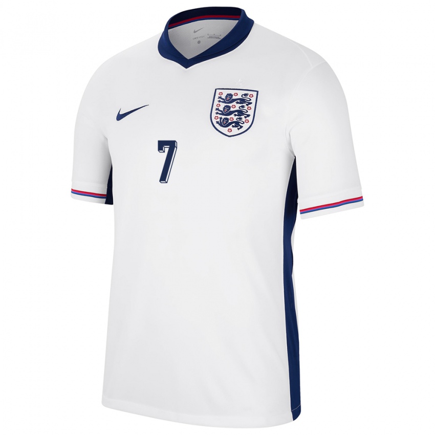 Homme Maillot Angleterre Jack Grealish #7 Blanc Tenues Domicile 24-26 T-Shirt Suisse