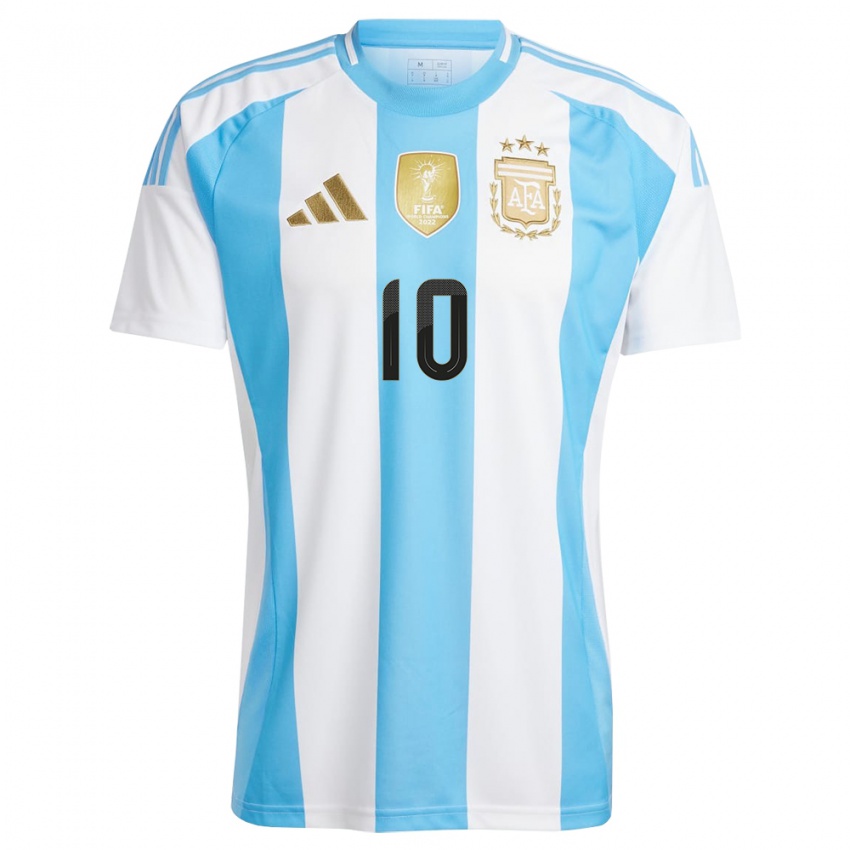 Homme Maillot Argentine Lionel Messi #10 Blanc Bleu Tenues Domicile 24-26 T-Shirt Suisse