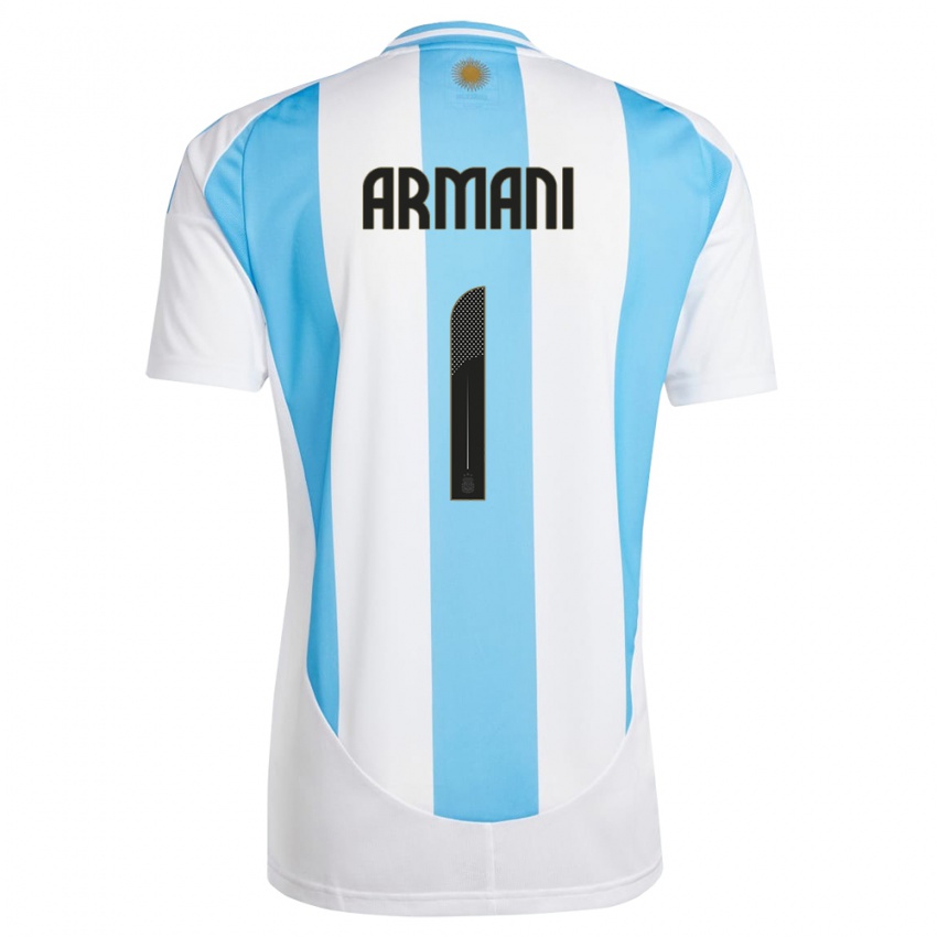 Homme Maillot Argentine Franco Armani #1 Blanc Bleu Tenues Domicile 24-26 T-Shirt Suisse