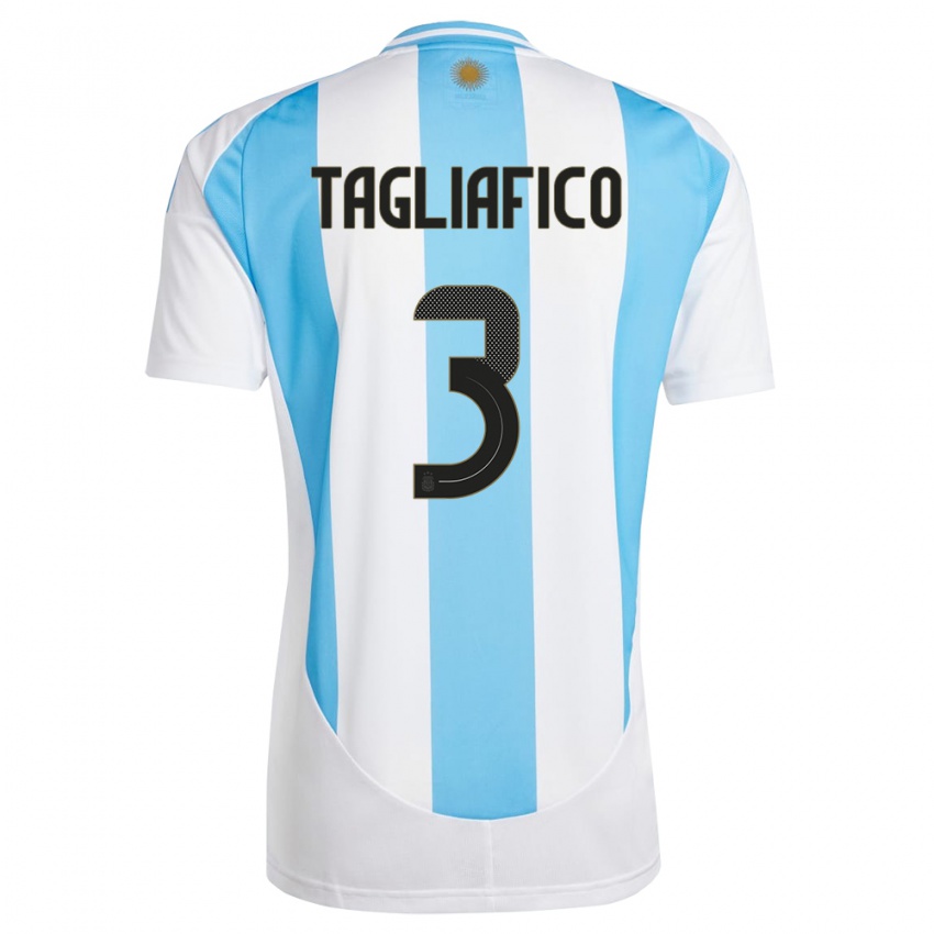 Herren Argentinien Nicolas Tagliafico #3 Weiß Blau Heimtrikot Trikot 24-26 T-Shirt Schweiz