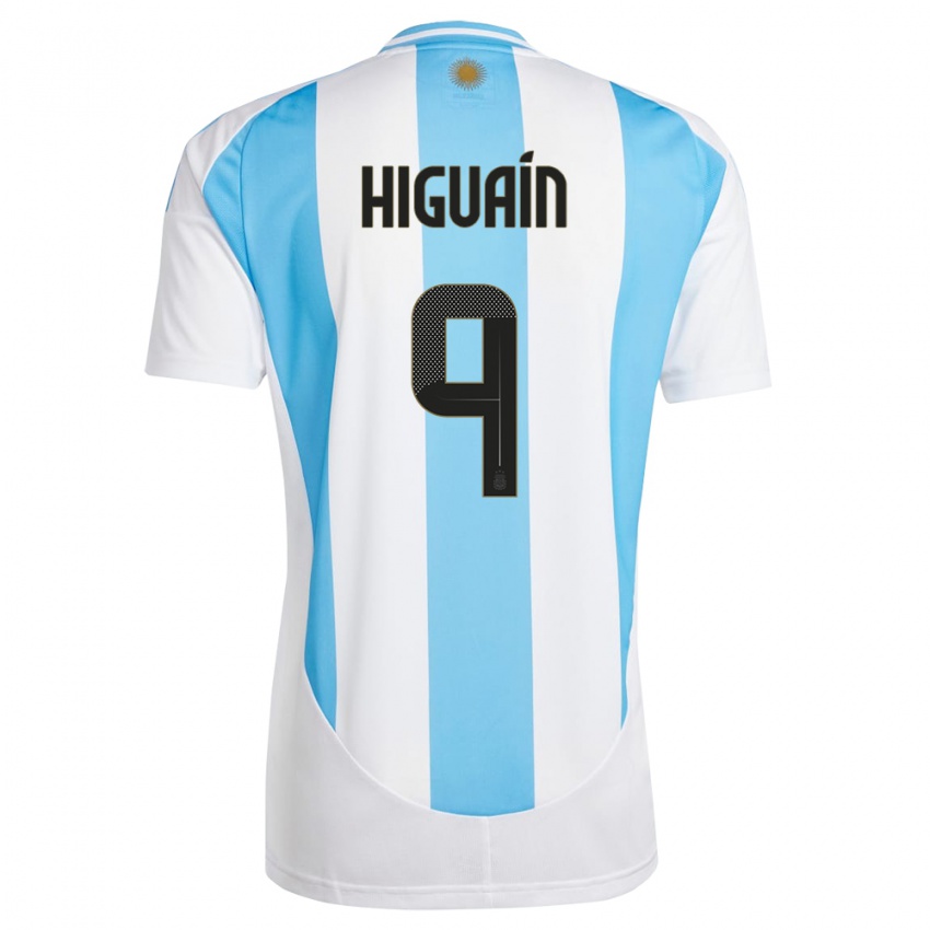 Herren Argentinien Gonzalo Higuain #9 Weiß Blau Heimtrikot Trikot 24-26 T-Shirt Schweiz