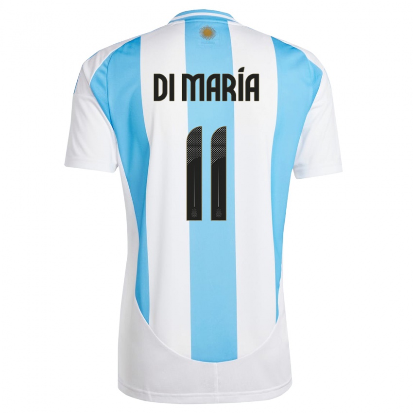 Herren Argentinien Angel Di Maria #11 Weiß Blau Heimtrikot Trikot 24-26 T-Shirt Schweiz