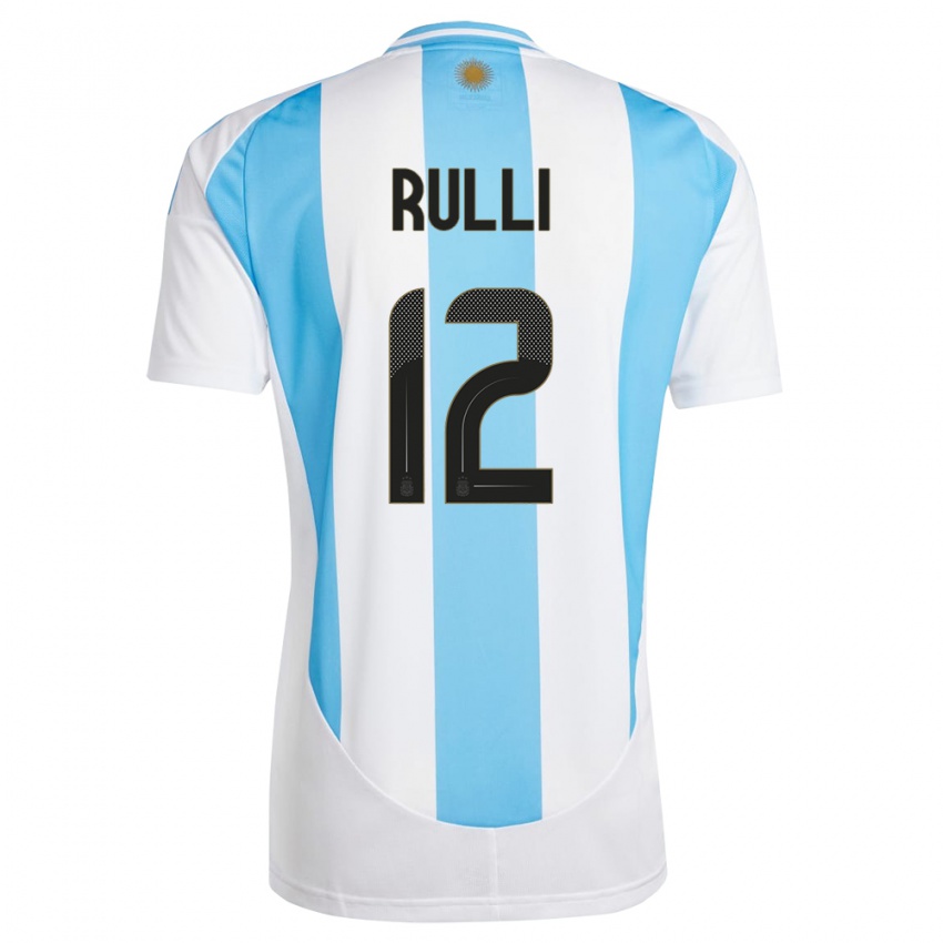 Homme Maillot Argentine Geronimo Rulli #12 Blanc Bleu Tenues Domicile 24-26 T-Shirt Suisse