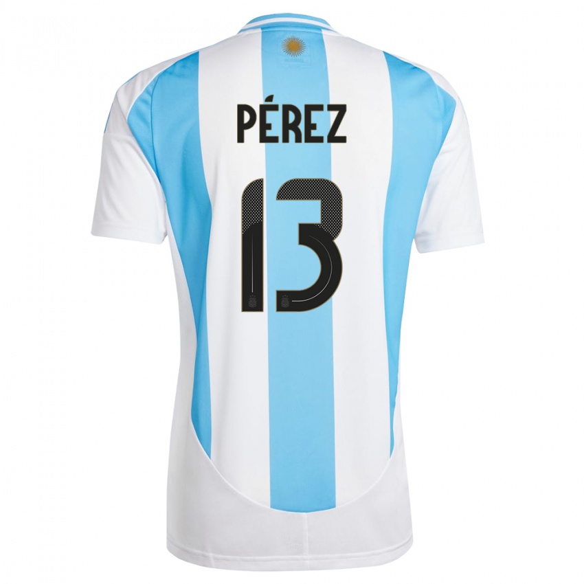 Herren Argentinien Nehuen Perez #13 Weiß Blau Heimtrikot Trikot 24-26 T-Shirt Schweiz