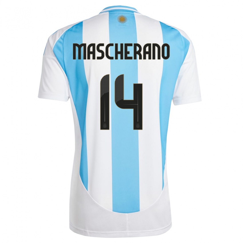 Herren Argentinien Javier Mascherano #14 Weiß Blau Heimtrikot Trikot 24-26 T-Shirt Schweiz