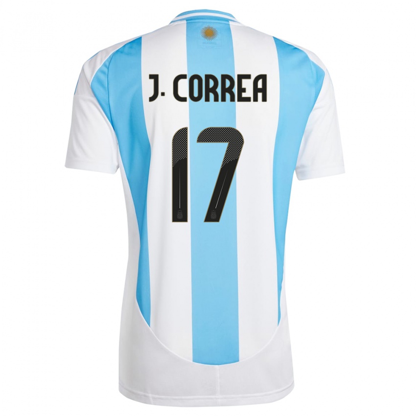 Homme Maillot Argentine Joaquin Correa #17 Blanc Bleu Tenues Domicile 24-26 T-Shirt Suisse