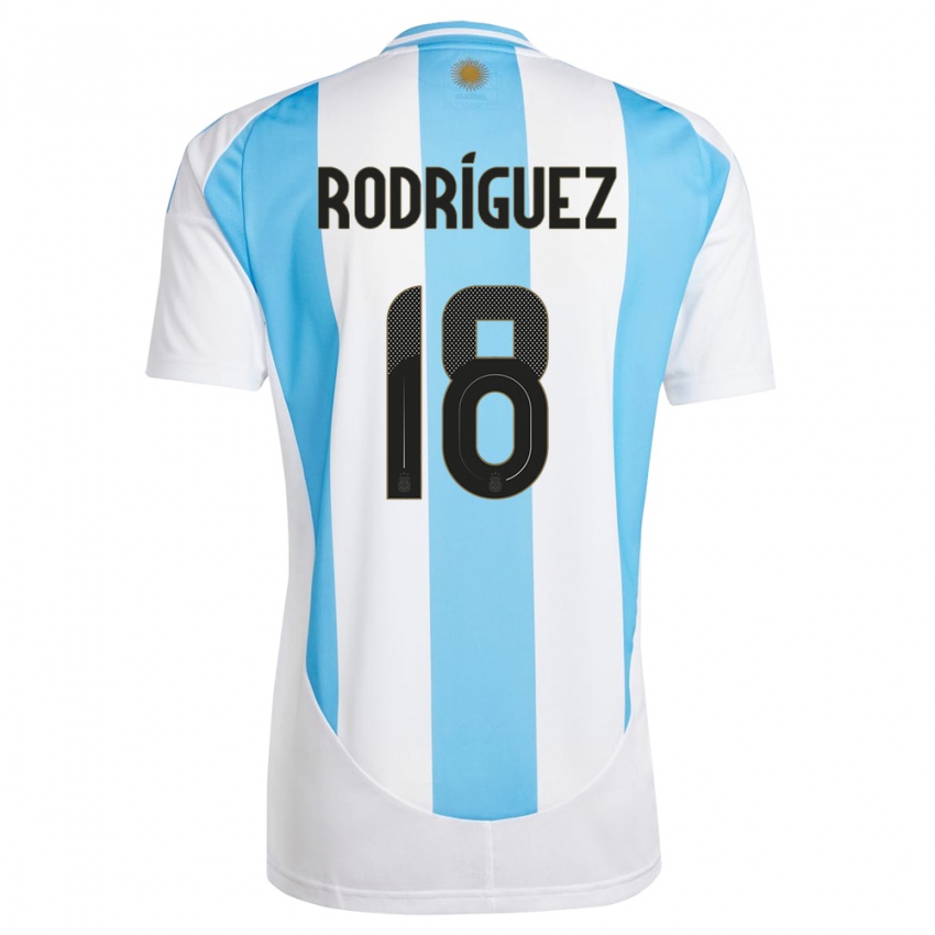 Herren Argentinien Guido Rodriguez #18 Weiß Blau Heimtrikot Trikot 24-26 T-Shirt Schweiz