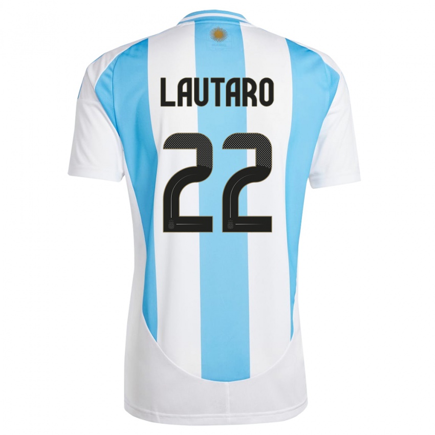 Herren Argentinien Lautaro Martinez #22 Weiß Blau Heimtrikot Trikot 24-26 T-Shirt Schweiz