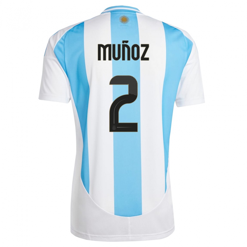 Homme Maillot Argentine Luana Munoz #2 Blanc Bleu Tenues Domicile 24-26 T-Shirt Suisse