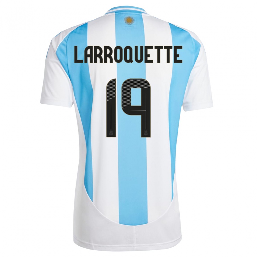 Homme Maillot Argentine Mariana Larroquette #19 Blanc Bleu Tenues Domicile 24-26 T-Shirt Suisse