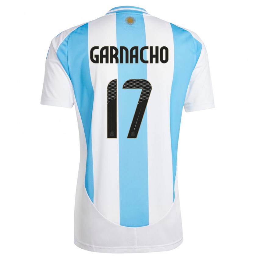 Herren Argentinien Alejandro Garnacho #17 Weiß Blau Heimtrikot Trikot 24-26 T-Shirt Schweiz