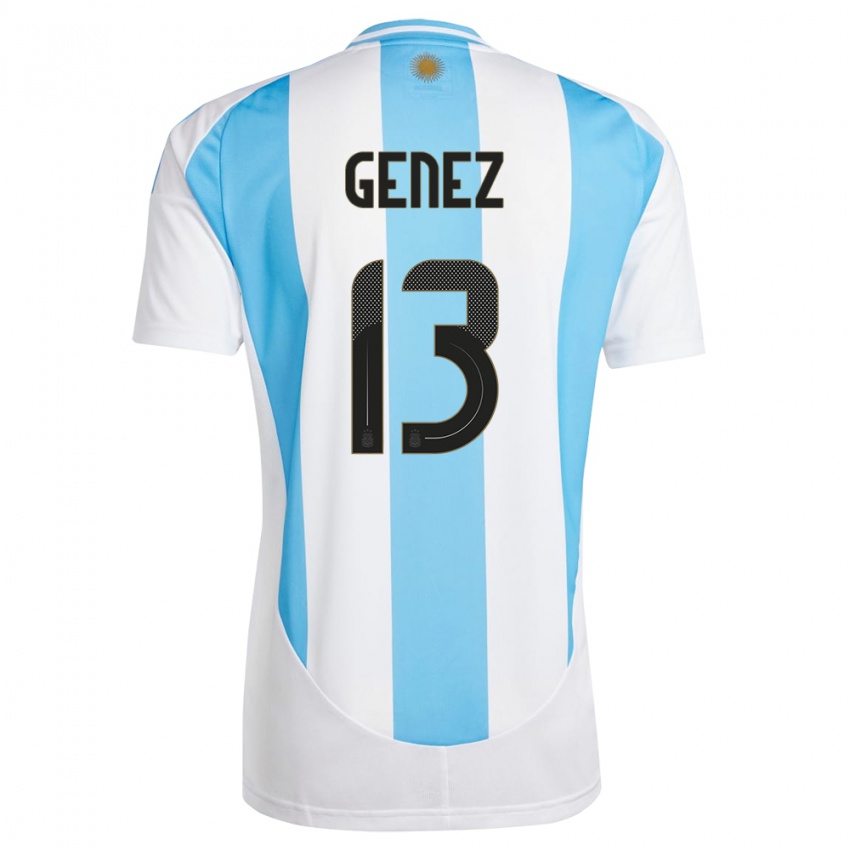 Herren Argentinien Nahuel Genez #13 Weiß Blau Heimtrikot Trikot 24-26 T-Shirt Schweiz