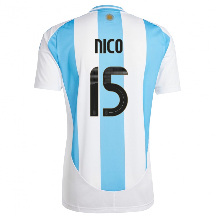 Herren Argentinien Nico #15 Weiß Blau Heimtrikot Trikot 24-26 T-Shirt Schweiz