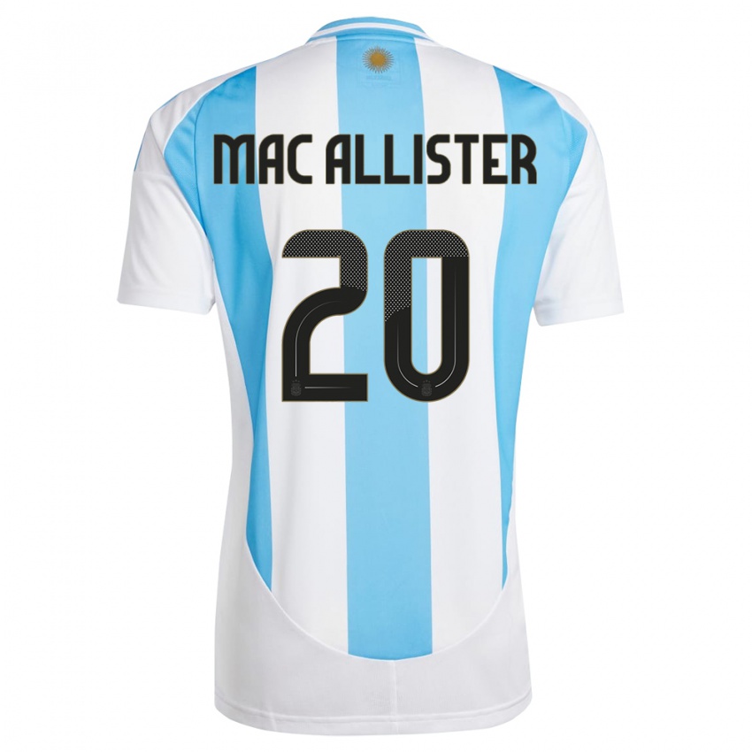 Herren Argentinien Alexis Mac Allister #20 Weiß Blau Heimtrikot Trikot 24-26 T-Shirt Schweiz