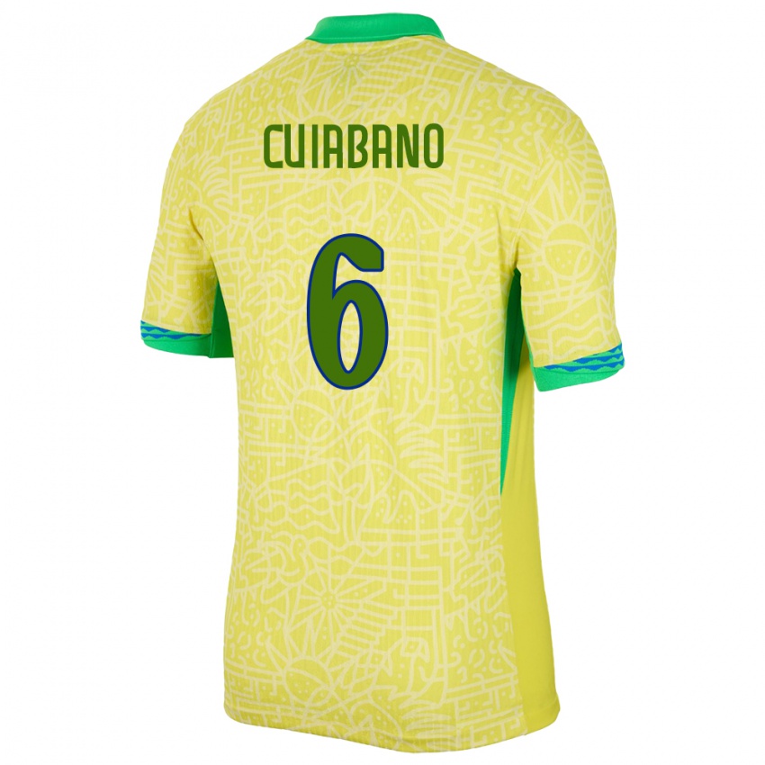 Homme Maillot Brésil Cuiabano #6 Jaune Tenues Domicile 24-26 T-Shirt Suisse