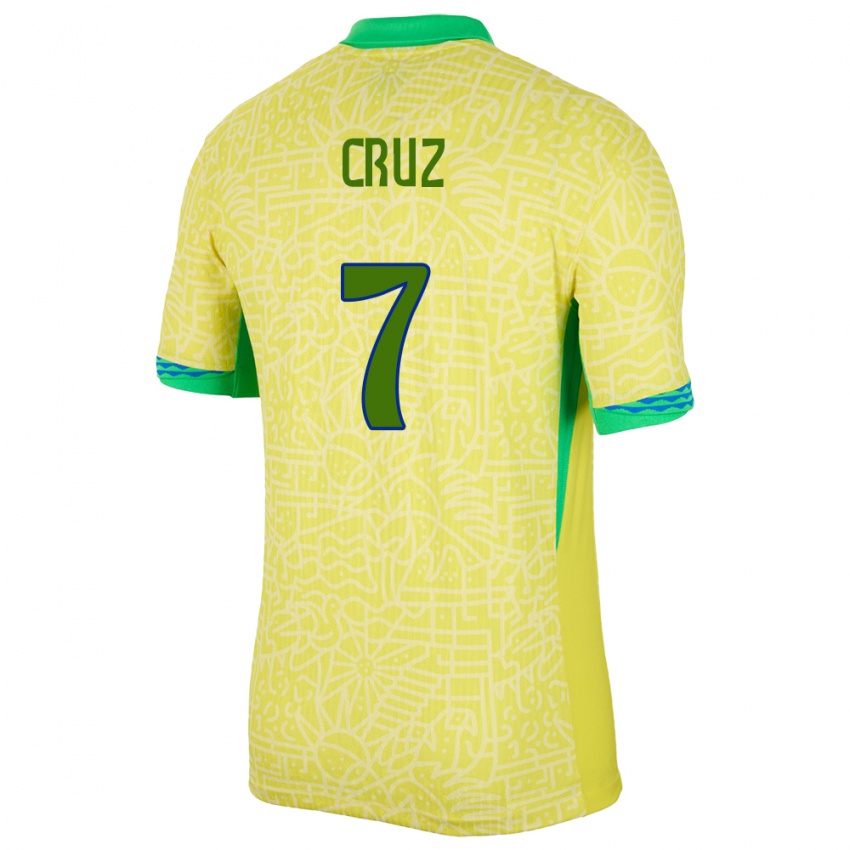 Homme Maillot Brésil Joao Cruz #7 Jaune Tenues Domicile 24-26 T-Shirt Suisse