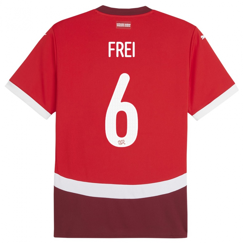 Herren Schweiz Fabian Frei #6 Rot Heimtrikot Trikot 24-26 T-Shirt Schweiz