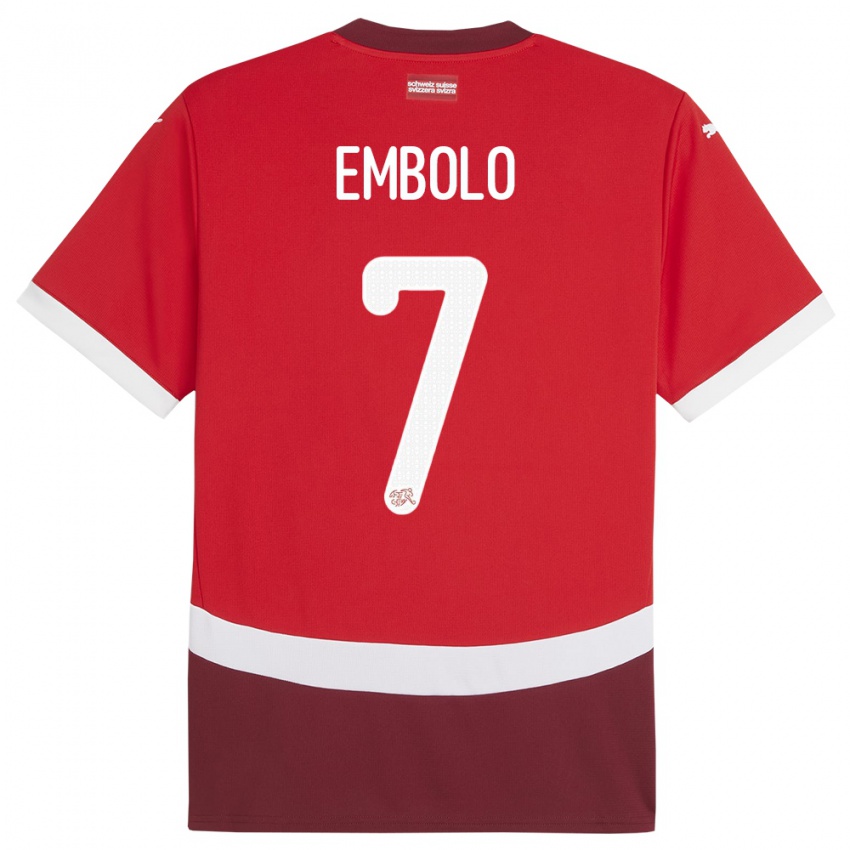 Herren Schweiz Breel Embolo #7 Rot Heimtrikot Trikot 24-26 T-Shirt Schweiz