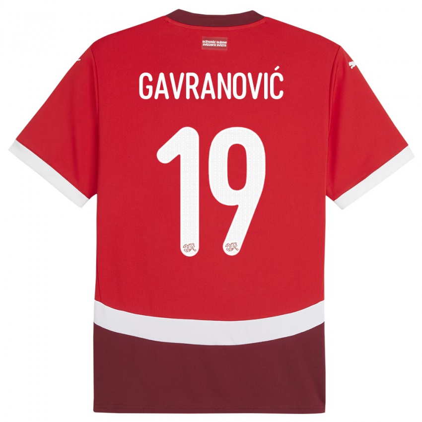 Homme Maillot Suisse Mario Gavranovic #19 Rouge Tenues Domicile 24-26 T-Shirt Suisse