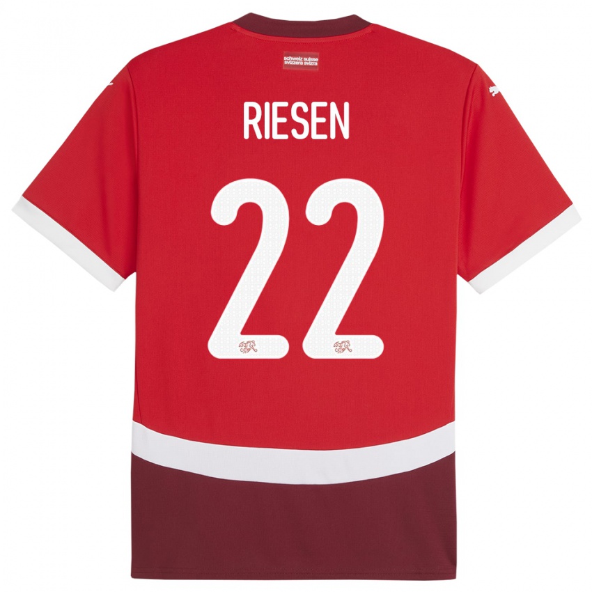 Homme Maillot Suisse Nadine Riesen #22 Rouge Tenues Domicile 24-26 T-Shirt Suisse