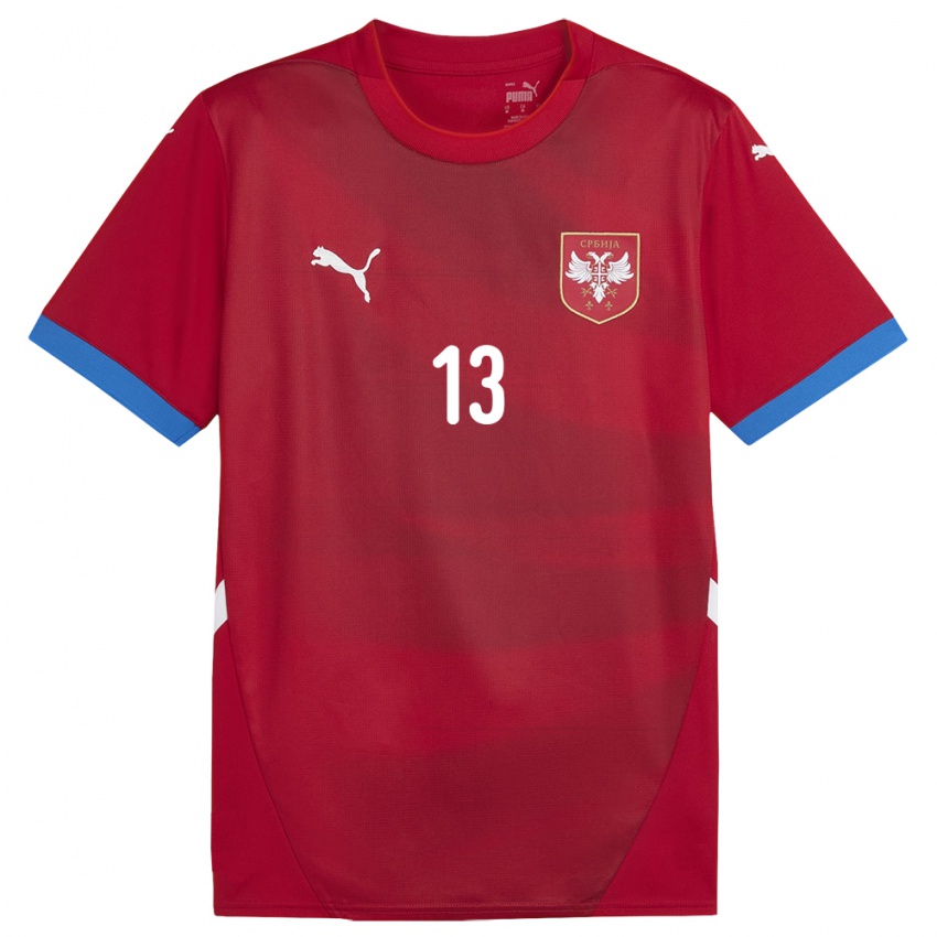 Herren Serbien Milana Knezevic #13 Rot Heimtrikot Trikot 24-26 T-Shirt Schweiz