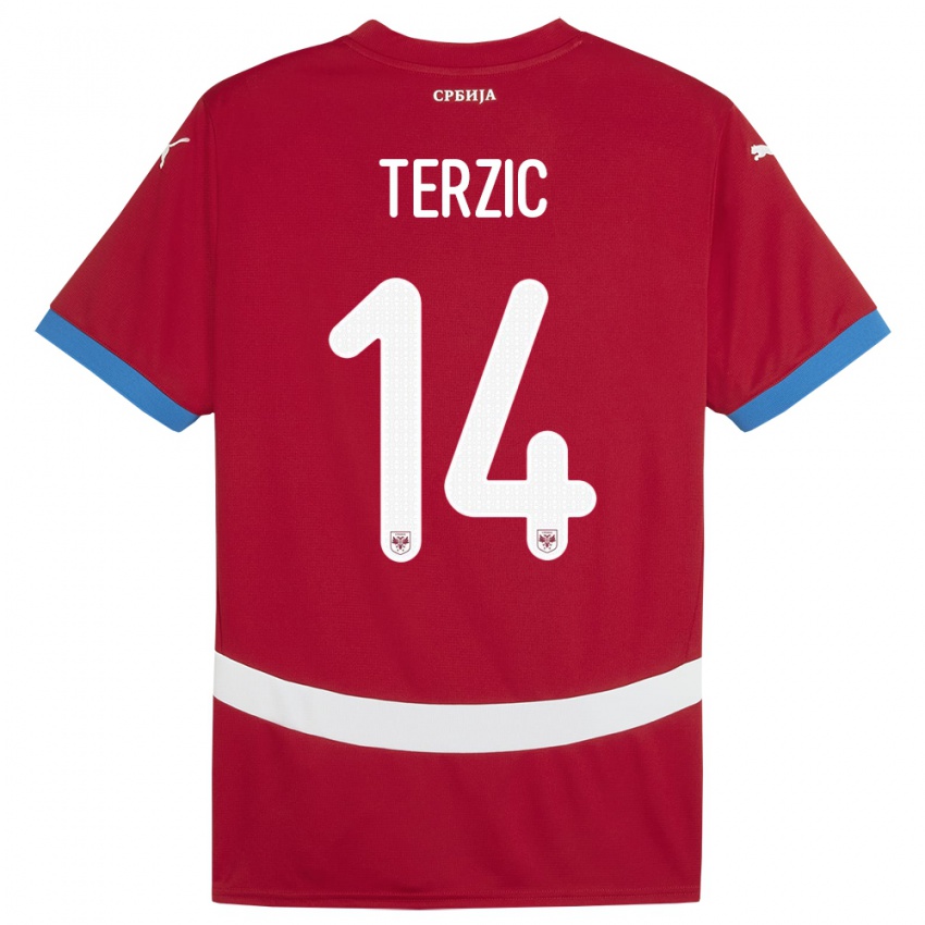 Herren Serbien Aleksa Terzic #14 Rot Heimtrikot Trikot 24-26 T-Shirt Schweiz