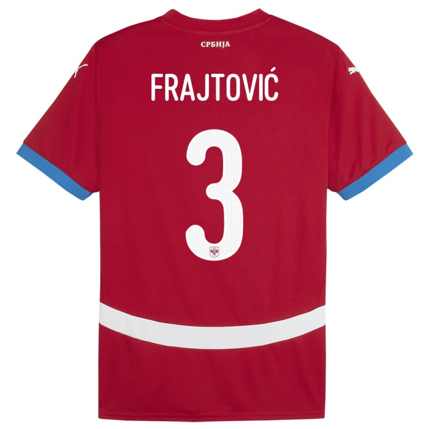 Herren Serbien Andela Frajtovic #3 Rot Heimtrikot Trikot 24-26 T-Shirt Schweiz