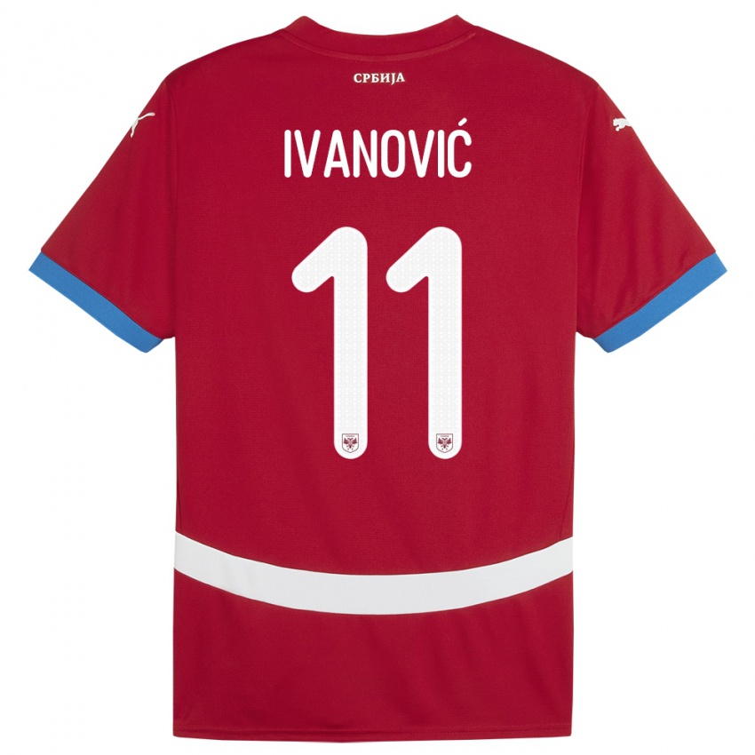 Herren Serbien Miljana Ivanovic #11 Rot Heimtrikot Trikot 24-26 T-Shirt Schweiz