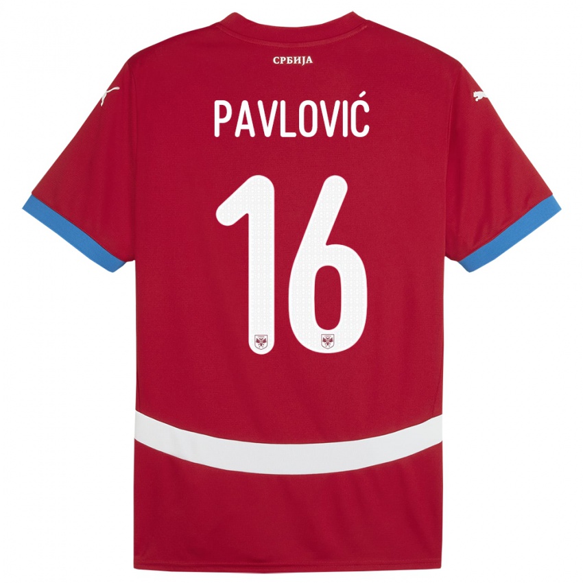 Herren Serbien Sara Pavlovic #16 Rot Heimtrikot Trikot 24-26 T-Shirt Schweiz