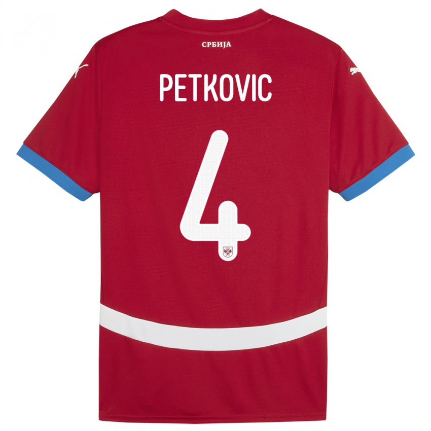 Herren Serbien Nikola Petkovic #4 Rot Heimtrikot Trikot 24-26 T-Shirt Schweiz