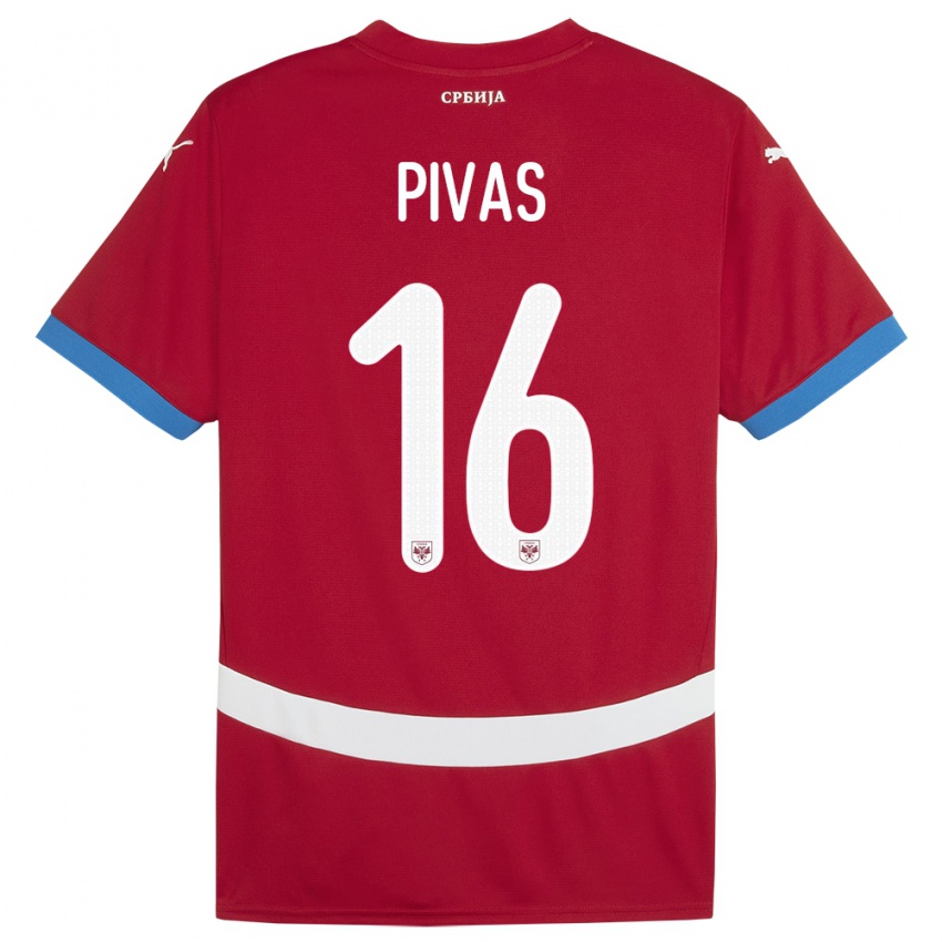 Herren Serbien Miodrag Pivas #16 Rot Heimtrikot Trikot 24-26 T-Shirt Schweiz