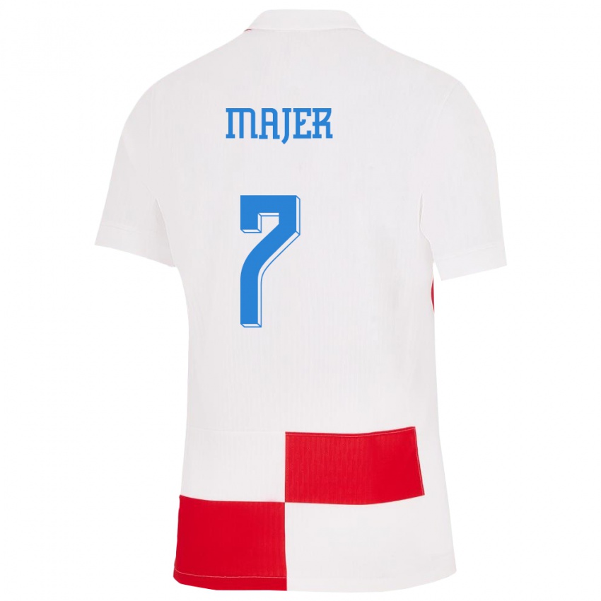 Herren Kroatien Lovro Majer #7 Weiß Rot Heimtrikot Trikot 24-26 T-Shirt Schweiz