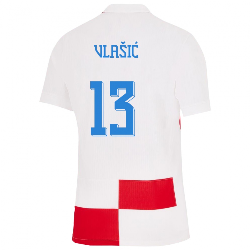 Herren Kroatien Nikola Vlasic #13 Weiß Rot Heimtrikot Trikot 24-26 T-Shirt Schweiz